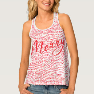 Simple Fun Red Doodle Merry Christmas Holiday Tank Top