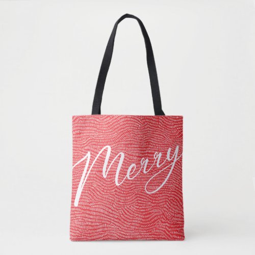 Simple Fun Red  Doodle Merry Christmas Holiday Tote Bag