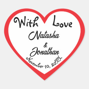 Simple Fun Red White Heart Wedding Favor Label