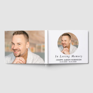 Simple Funeral 2 Photo Modern Memorial Keepsake Guest Book