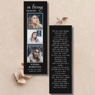 Simple Funeral 3 Photo Sympathy Prayer Card