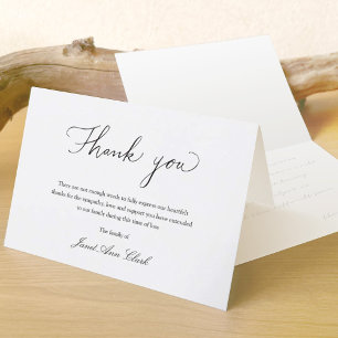 Simple Funeral and Sympathy  Letterpress Thank You Card