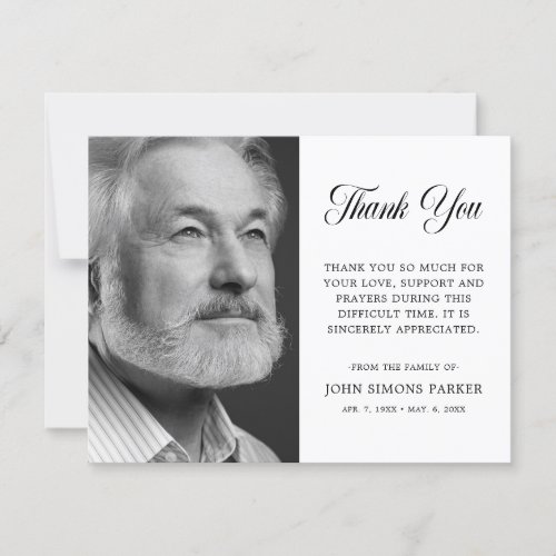 Simple Funeral Bereavement Sympathy Funeral Photo Thank You Card