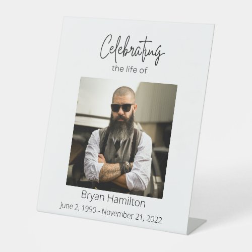 Simple Funeral Celebration of Life Pedestal Sign