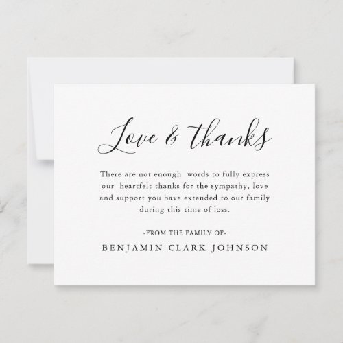 Simple Funeral Condolence Bereavement Sympathy Thank You Card