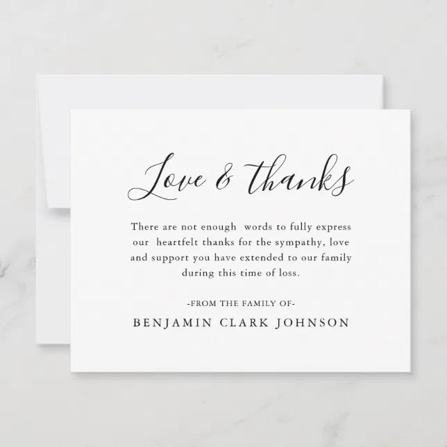 Simple Funeral Condolence Bereavement Sympathy Thank You Card Zazzle 0283