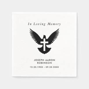 Simple Funeral Cross On Dove Memorial Napkins