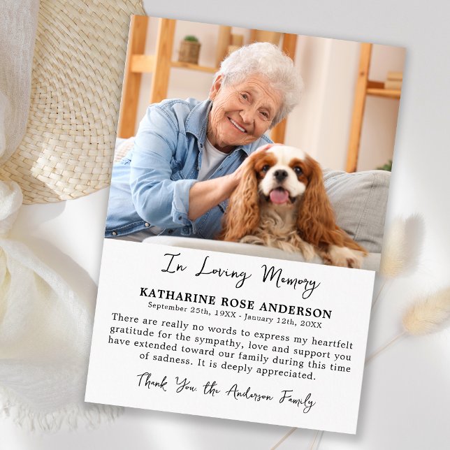 Simple Funeral Custom Photo Memorial Sympathy Thank You Card (Creator Uploaded)