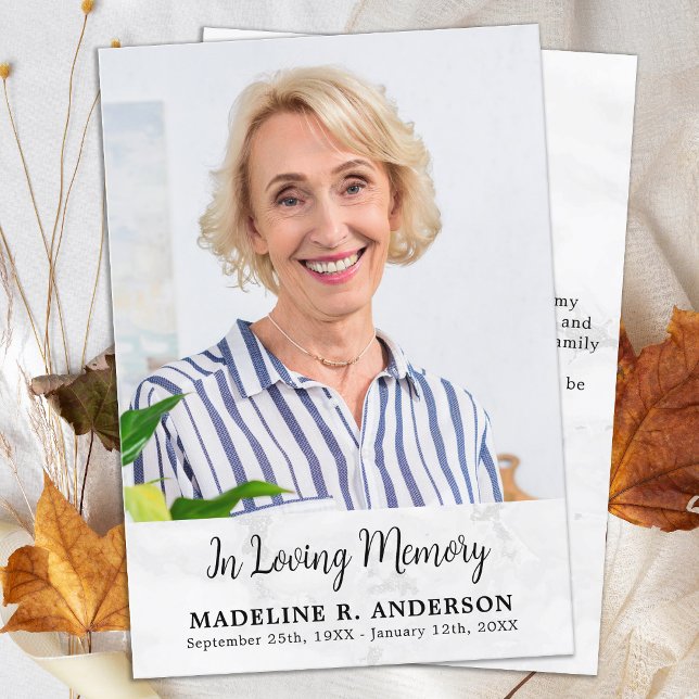 Simple Funeral Custom Photo Memorial Sympathy Thank You Card (Creator Uploaded)