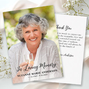 Simple Funeral In Loving Memory Custom Photo Thank You Card