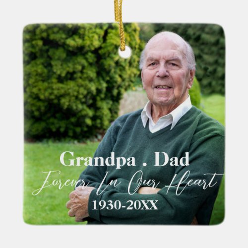 Simple Funeral Keepsake Custom Mermorial Photo Ceramic Ornament