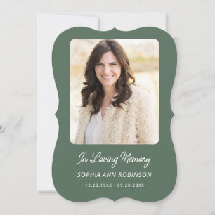 Simple Funeral Memorial Modern Sage Green Cards