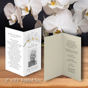 Simple Funeral Memorial Orchid Prayer Photo Card