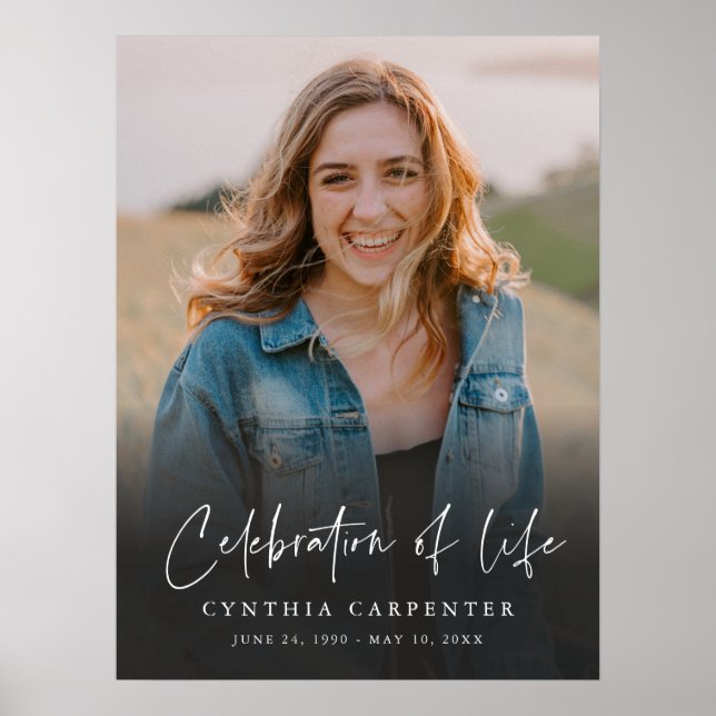 Simple Funeral Memorial Photo Celebration of Life  Poster (Front)