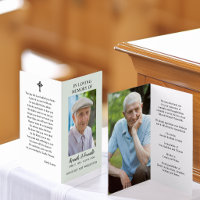 Simple Funeral Memorial Photo Folded Prayer Card