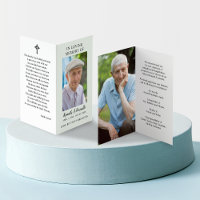 Simple Funeral Memorial Photo Folded Prayer Card