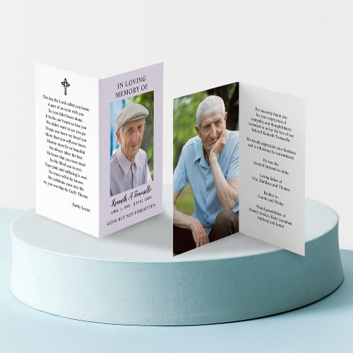 Simple Funeral Memorial Photo Folded Prayer Card