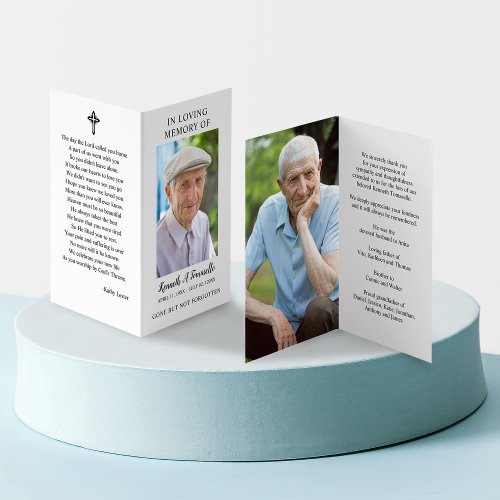 Simple Funeral Memorial Photo Folded Prayer Card