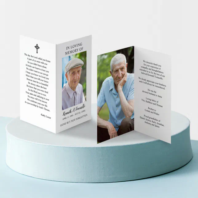 Simple Funeral Memorial Photo Folder Prayer Card | Zazzle