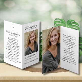 Simple Funeral Memorial Photo Folder Prayer Card