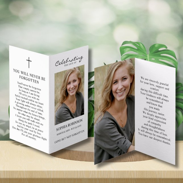 Simple Funeral Memorial Photo Folder Prayer Card (Creator Uploaded)