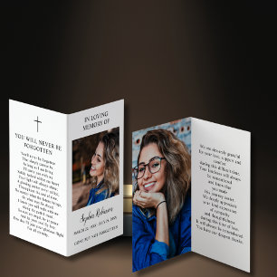 Simple Funeral Memorial Photo Folder Prayer Card