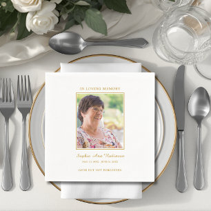 Simple Funeral Memorial Photo Napkins