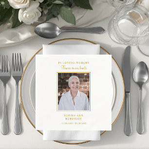 Simple Funeral Memorial Photo Napkins