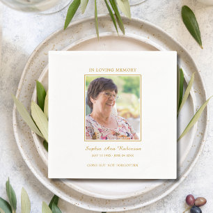 Simple Funeral Memorial Photo Napkins