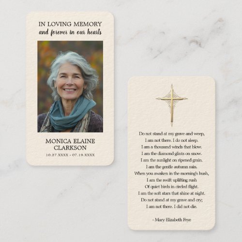 Simple Funeral Memorial Photo Prayer Card