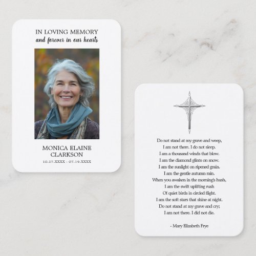 Simple Funeral Memorial Photo Prayer Card