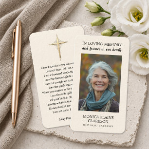 Simple Funeral Memorial Photo Prayer Card