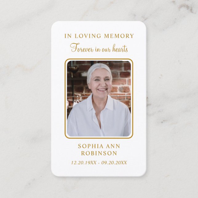 Simple Funeral Memorial Photo Prayer Card (Front)