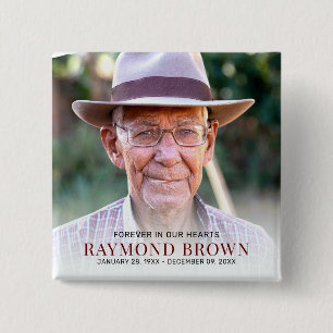 Simple Funeral Memorial Photo Remembrance  Button