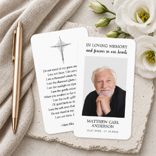 Simple Funeral Memorial Photo Sympathy Prayer Card