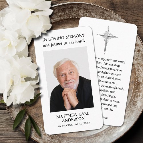 Simple Funeral Memorial Photo Sympathy Prayer Card