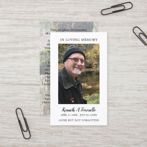 Simple Funeral Memorial Prayer 2 Photos Card