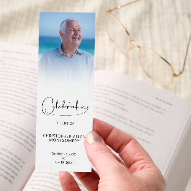 Simple Funeral Memorial Prayer Photo Bookmarks (Hand)