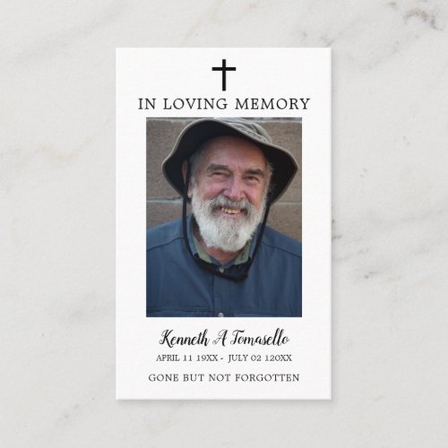 Simple Funeral Memorial Prayer Photo Card