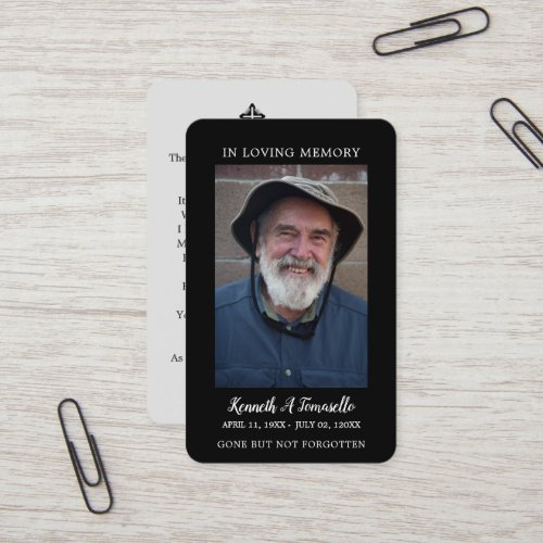 Simple Funeral Memorial Prayer Photo Card
