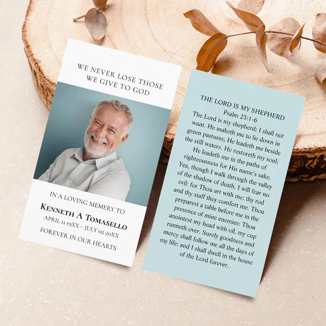 Simple Funeral Memorial Prayer Photo Card Zazzle
