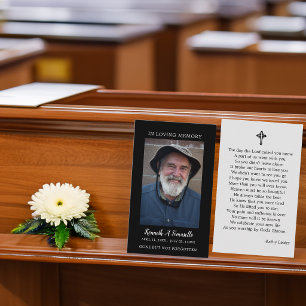 Simple Funeral Memorial Prayer Photo Card