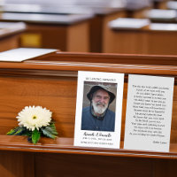 Simple Funeral Memorial Prayer Photo Card