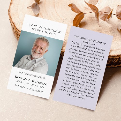 Simple Funeral Memorial Prayer Photo Card