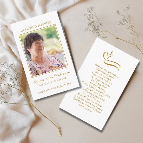 Simple Funeral Memorial Prayer Photo Card