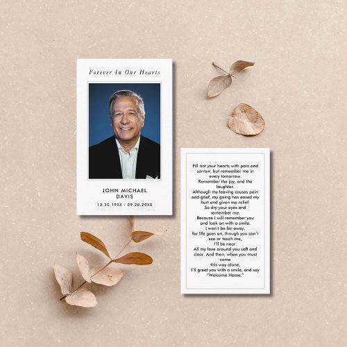 Simple Funeral Memorial Prayer Photo Card