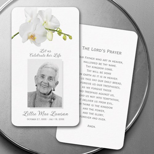 Simple Funeral Memorial Prayer Photo Card