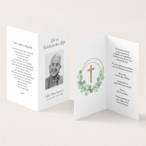 Simple Funeral Memorial Prayer Photo Card