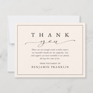 Simple Funeral Memorial Sympathy Bereavement Thank You Card