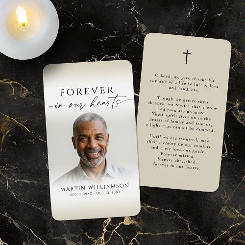 Simple Funeral Memorial Sympathy Prayer Photo Card